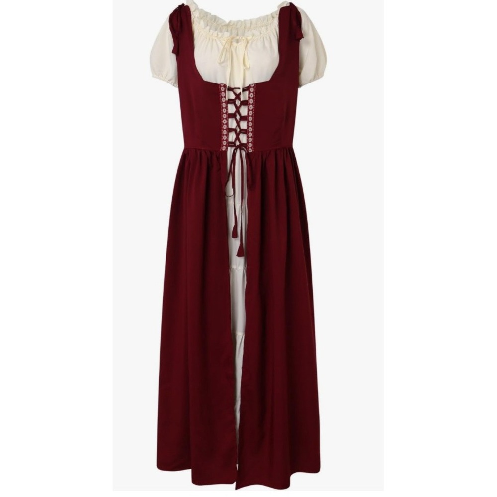 Renaissance Cosplay Costume Medieval Lace Up Over Dress Halloween Goth Small
